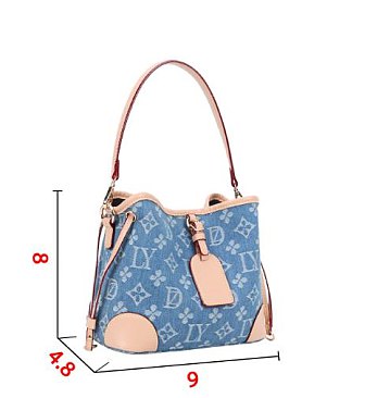 2-in-1 Printed Denim Shoulder Bag w Wallet