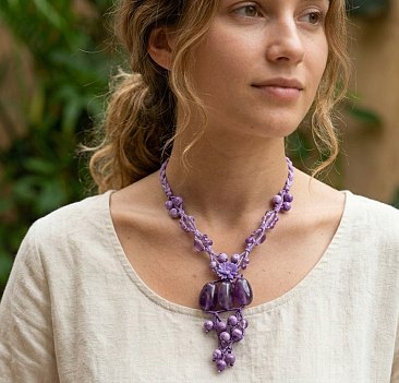 PURPLE Acrylic Bead Layered Necklace 