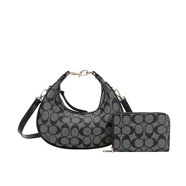 2-in-1Oval Monogram Satchel / Cross-body Bag With Wallet