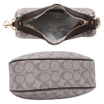 2-in-1Oval Monogram Satchel / Cross-body Bag With Wallet