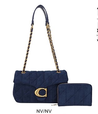 2-in-1 Quilted Suede Shoulder Bag & Wallet Set