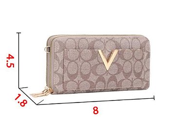 Oval -V- Design Multi-Compartment Wallet - Cross-Body with Strap