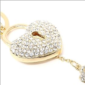 Rhinestone Heart Lock Bag Pendant Keychain
