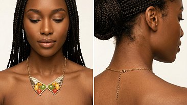 Multi-Color Stone Adjustable Long Chain Necklace