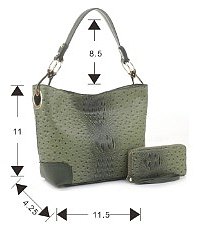 2-in-1 Ostrich Croc Bucket Bag