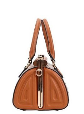 Metal Framed Oval Print Satchel Bag
