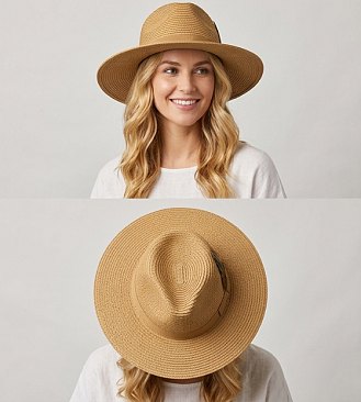 Natural Fiber Woven Ladies Fedora Straw Hat