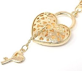 Rhinestone Heart Lock Bag Pendant Keychain