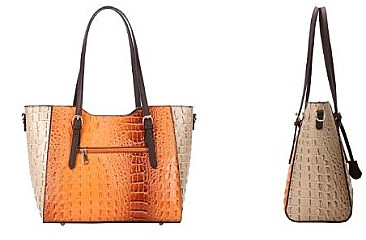 2 PIECES CHIC ALLIGATOR SATCHEL SET