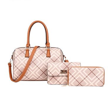 3-in-1 Pliad Design Satchel, Clutch, and Wallet Set