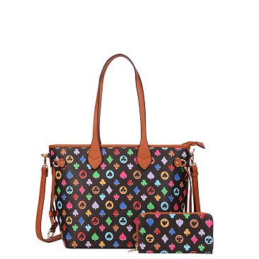 2-in-1 Monogram Shopper-Tote Wallet Set