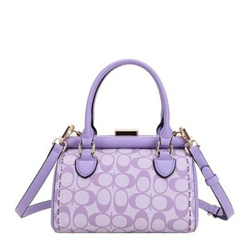 Metal Framed Oval Print Satchel Bag