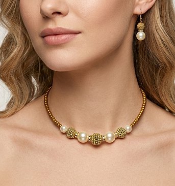 Pearl & Beads Fashion Necklace Earring Set