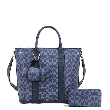 wholesale 2-IN-1 Expandable Oval Print Tote /  W Small Satchel