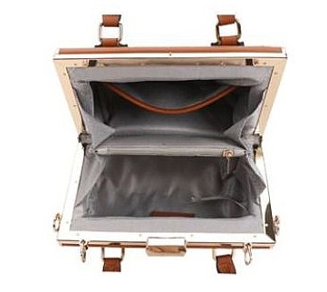 Metal Framed Oval Print Satchel Bag