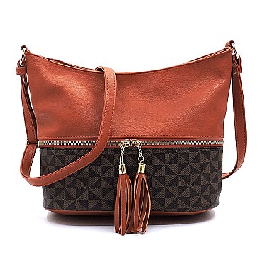 Monogram Tassel Zip Bucket Crossbody Bag