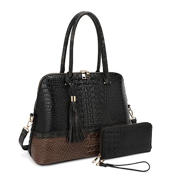 Crocodile Colorblock 2-in-1 Dome Satchel