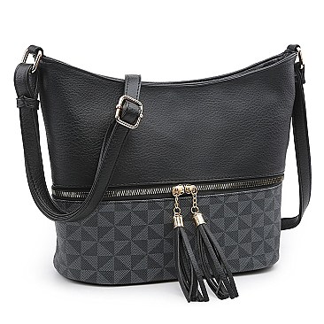 Monogram Tassel Zip Bucket Crossbody Bag