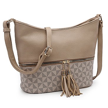 Monogram Tassel Zip Bucket Crossbody Bag