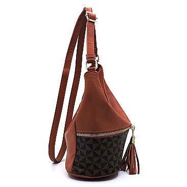 Monogram Tassel Zip Bucket Crossbody Bag