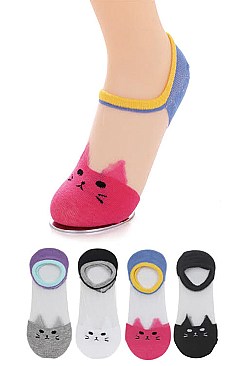 Package of 12 Comic Animal Iconic Mesh No Show Socks LA-ASK2137