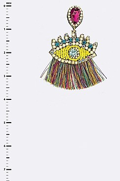 ORIGINAL BEADED EYES TASSEL EARRINGS