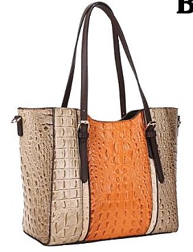 2 PIECES CHIC ALLIGATOR SATCHEL SET