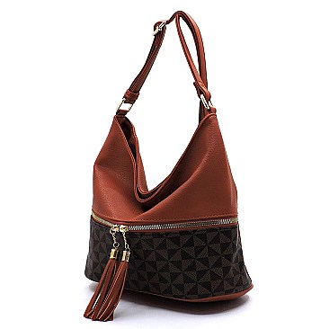 Monogram Tassel Zip Bucket Crossbody Bag