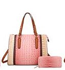 2-IN-1 Alligator Crocodile Satchel Set With Wallet