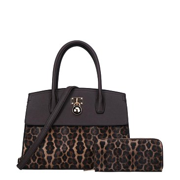 COFFEE LEOPRAD HANDBAGS SET SATCHEL WHOLESALE