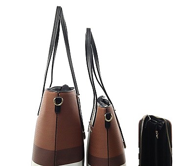 3 In 1 Checker Design Tote Wallet Set - Classic