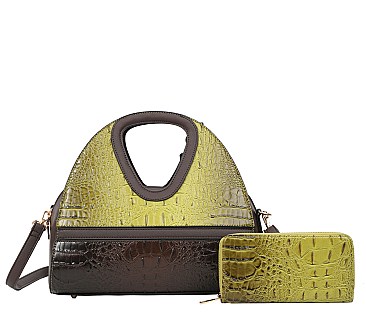 2 in 1 Crocodile Satchel Set With Wallet - High Quality