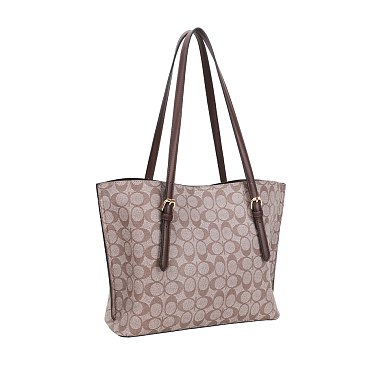 3-in-1 Oval Monogram Tote Handbag Wallet Set