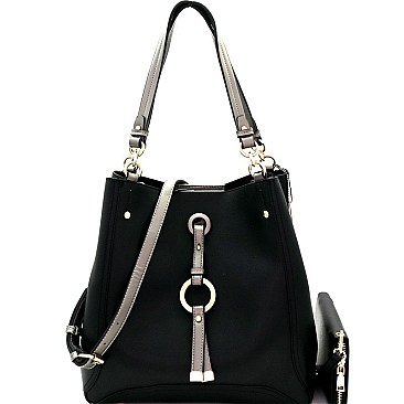 Ring Hardware Accent 2-Way Hobo Wallet SET MH-DB7144W