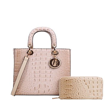 2-IN-1 Crocodile Quality Satchel Wallet Set