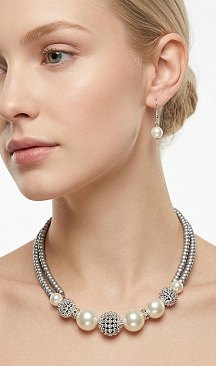 Pearl & Beads Fashion Necklace Earring Set