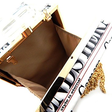 Bottle Shape  Clutch Newspaper Print