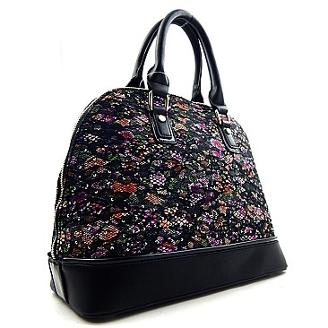 Stone Flower Print Lace Classic Bag