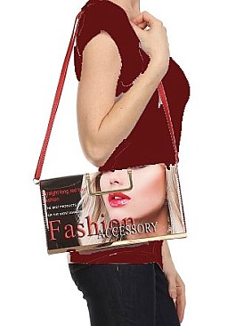 Magazine Pattern Triple Compartment 1n Fashion Design Clutch