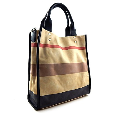 Stripe Print Shopping Tote