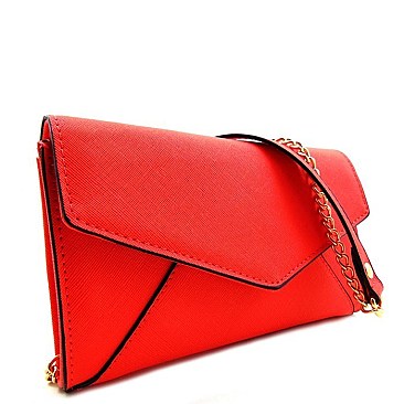 Saffiano Textured Envelope Small Clutch Cross Body