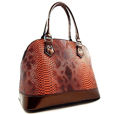 Clutch-top TRIPLE Compartment Snake Print Satchel