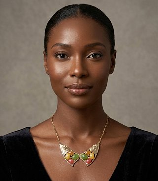 Multi-Color Stone Adjustable Long Chain Necklace