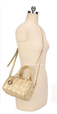 2-in-1 Quilted Heart Design Boston Satchel With Wallet