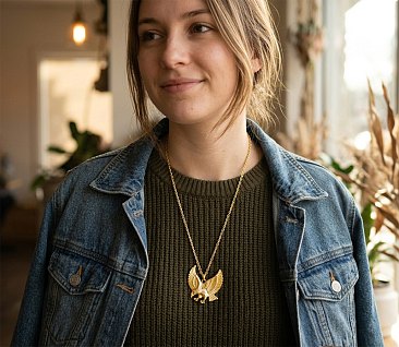 Flying Bald Eagle Pendant Necklace for Women & Men