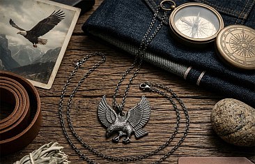 Flying Bald Eagle Pendant Necklace for Women & Men