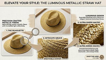 Straw Shiny Fedora Hat