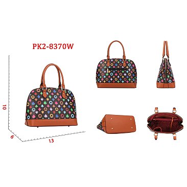 2-in-1 Monogram Dome Satchel Set With Wallet WHOLESALE
