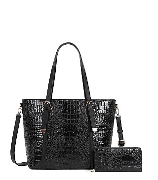 black tote crocodile