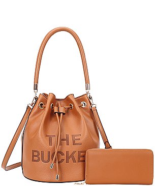 The Bucket Draw String Hobo -Shoulder Bag with Wallet